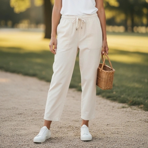 Cubavera Pants - Cubavera Women's Winter White Drawstring Linen Slacks